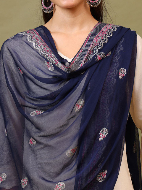 Sangria Floral Printed Chiffon Dupatta - Image 3