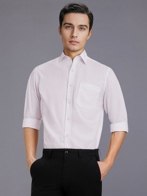 Louis Philippe Men Cotton Wrinkle Resistant Regular fit White Solid Formal Shirt