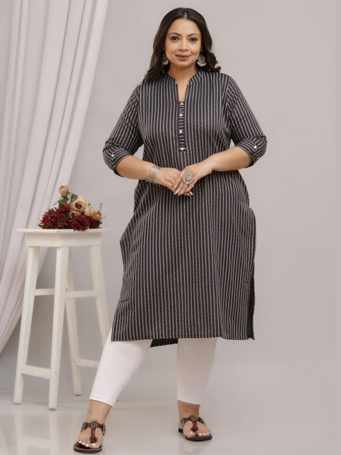 SHRITIKA Women Printed V-Neck Pure Cotton Khadi Kurti