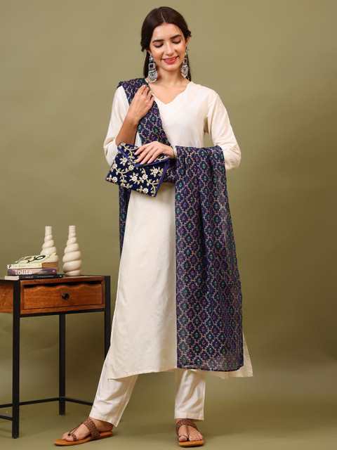 Sangria Floral Printed Cotton Dupatta