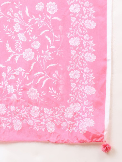 Sangria Floral Printed Silk Dupatta - Image 6