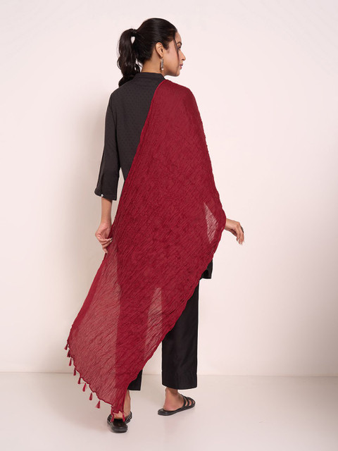 RANGMANCH BY PANTALOONS Pure Cotton Tasselled Dupatta - Image 5