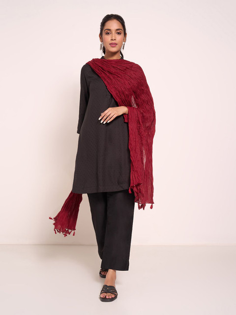 RANGMANCH BY PANTALOONS Pure Cotton Tasselled Dupatta