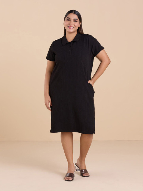 BIG HELLO Plus Size Shirt Collar T-shirt Dress