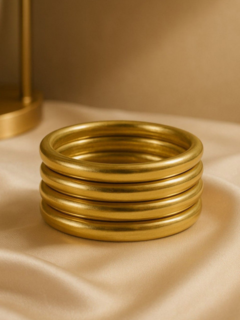 ATIBELLE Set Of 4 Gold-Plated Round Shaped Glossy Bangles