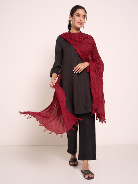 RANGMANCH BY PANTALOONS Pure Cotton Tasselled Dupatta - Image 3