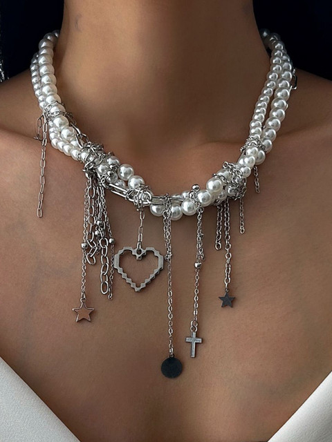 StyleCast x Revolte Silver-Plated Enamelled Necklace