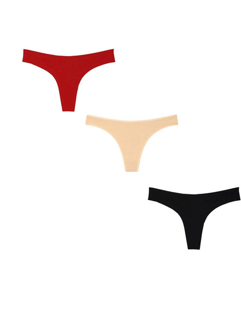 ORLIZEA Pack of 3 Women Low-Rise Cotton Blend Thongs