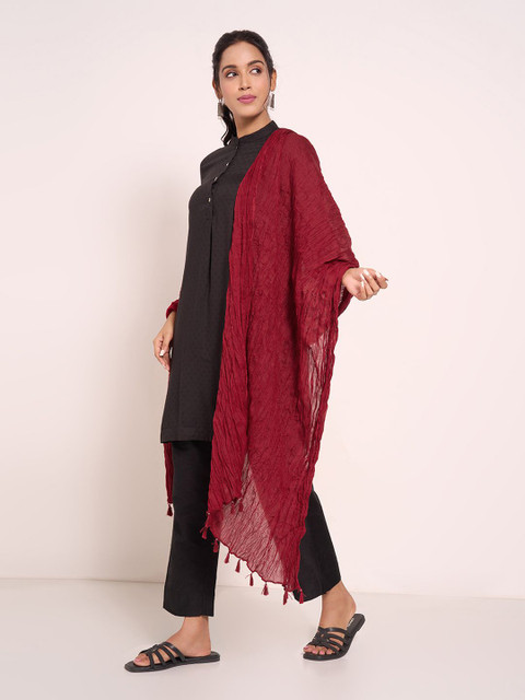 RANGMANCH BY PANTALOONS Pure Cotton Tasselled Dupatta - Image 4