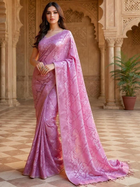 VILLE FASHION Floral woven Design Zari Kanjeevaram Saree