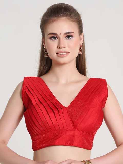 HERE&NOW Silk V-Neck Padded Saree Blouse