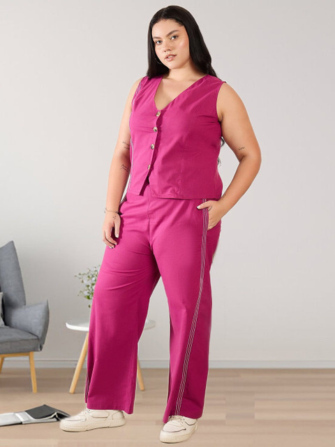 Sztori Pure Cotton V-Neck Waistcoat With Trouser Co-Ords - Image 4