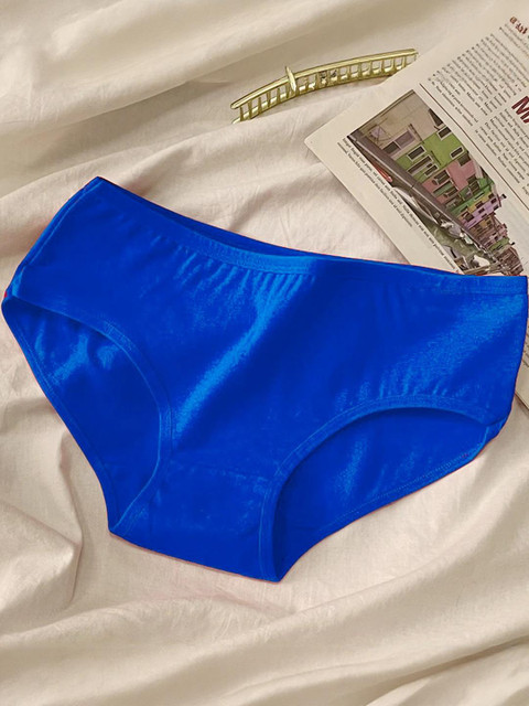 ORLIZEA Women Set Of 1 Blue Color Cotton Blend Solid Hipster Briefs