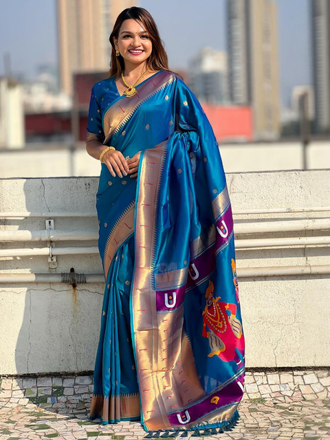 ELITE WEAVES Ethnic Motifs Woven Design Paithani Saree