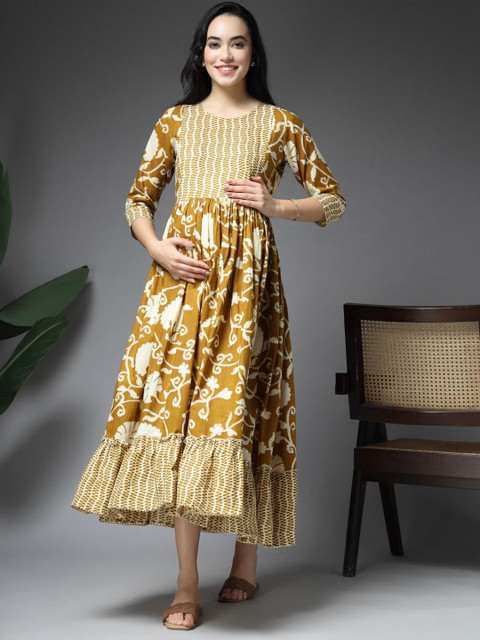 Pristyle Floral Printed Fit & Flare Maxi Dress