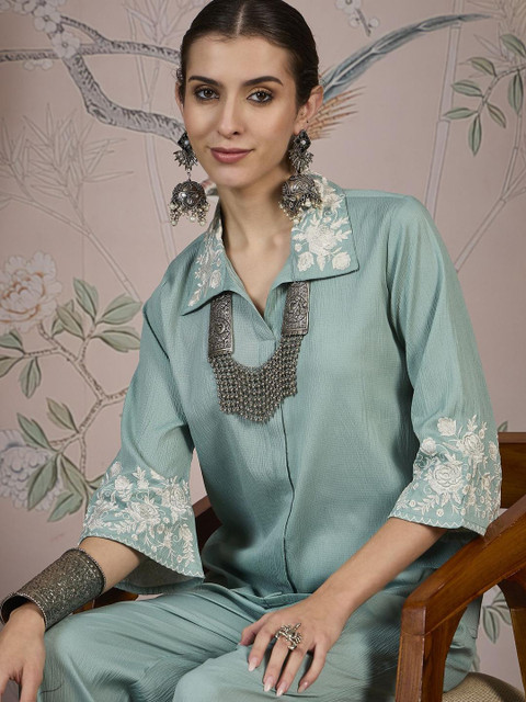 HERE&NOW Embroidered Shirt & Trousers Co-Ord Set