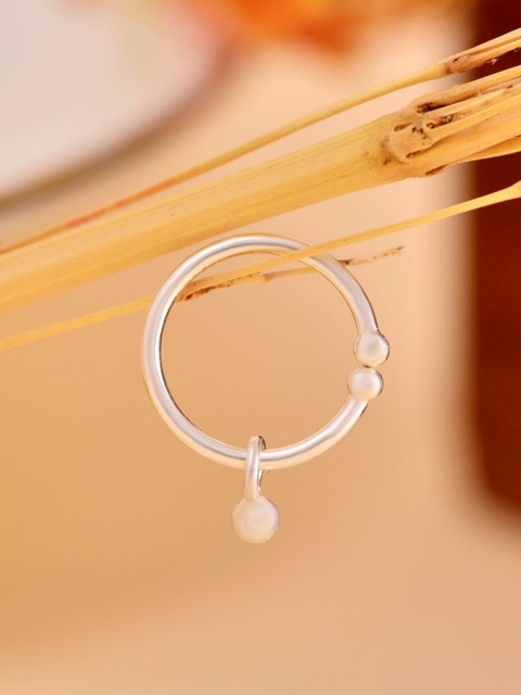 Abhooshan 925 Sterling Silver Rhodium Plated Septum Nosepin