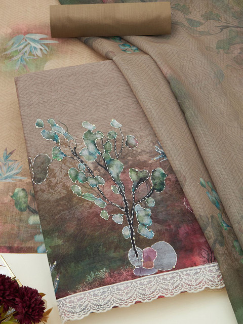 Soch Floral Printed Linen Unstitched Dress Material