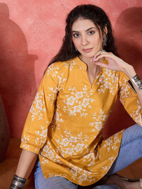 Sangria Floral Printed Pure Cotton Kurti