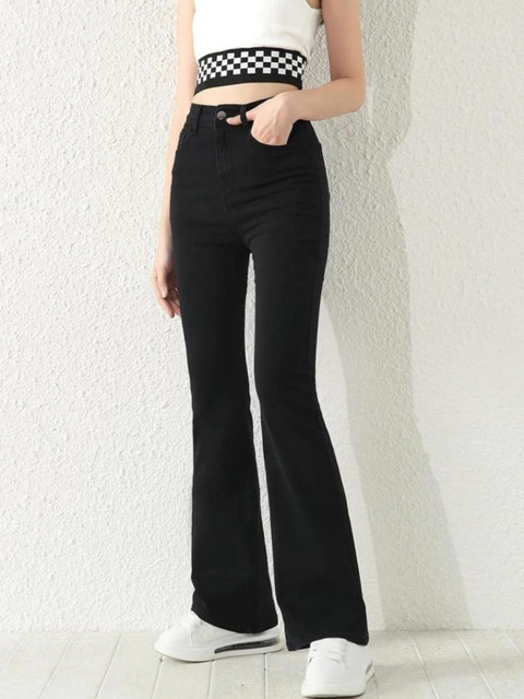 ZARISTAA Women Wide Leg High-Rise Stretchable Jeans