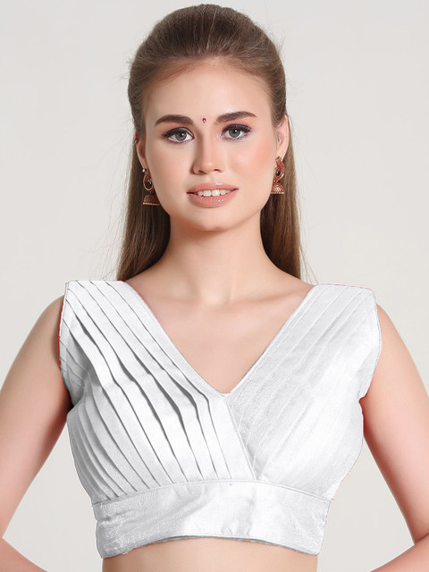 HERE&NOW Silk V-Neck Padded Saree Blouse