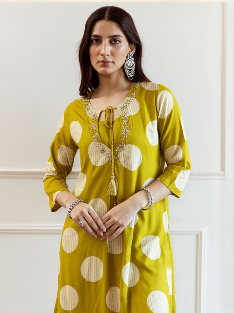 Indo Era Women Geometric Printed A-Line Kurta with Palazzos