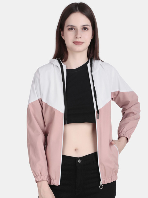 The Roadster Lifestyle Co. Women Hooded Colourblocked Windcheater Open Front Jacket