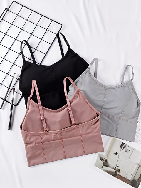 UNDER 1000 Pack Of 3 Women Black Grey & Wine Full Coverage Lightly Padded bra