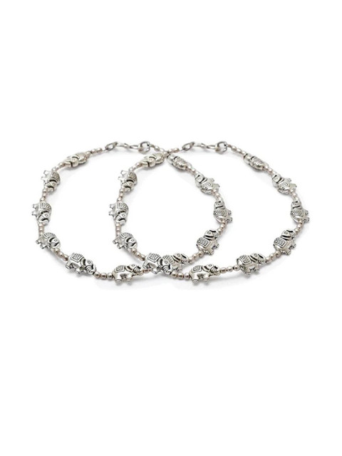 Gurjari Jewellers German Antique Oxidised Silver Plated Anklet