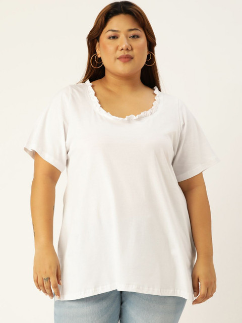 theRebelinme Women Cotton Relaxed Fit Round Neck Plus Size T-shirt