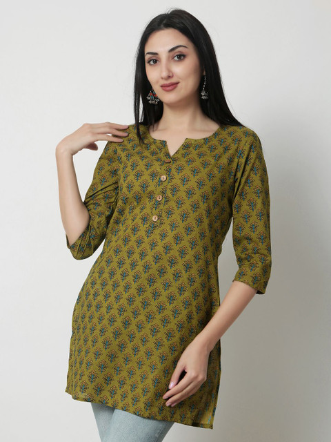 HERE&NOW Women Floral Print Round Neck Cotton Kurti