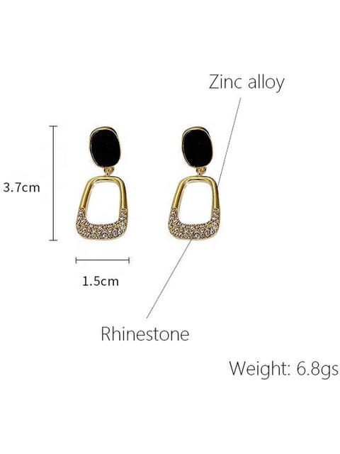 Celestria Gold-Plated Geometric Shaped Artificial Stones Studded Drop Earrings - Image 5