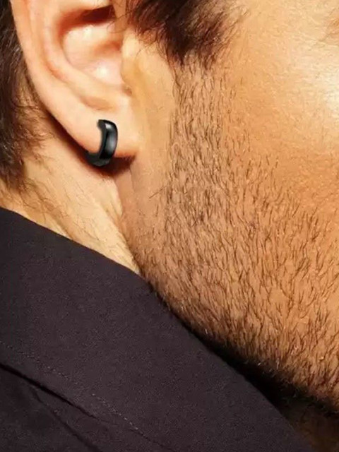 shobhram Men Stainless Steel Circular Shaped Hoop Earrings