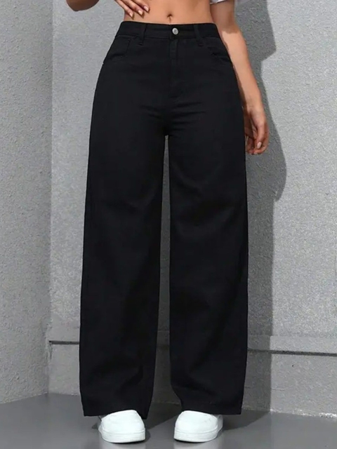SENDIPO Women Jean Wide Leg High-Rise Clean Look Stretchable Jeans