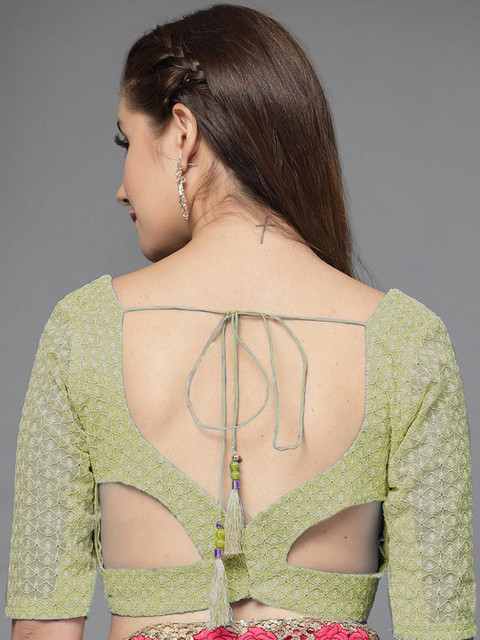 Utsav Fashion Embroidered Back Cut Out Saree Blouse - Image 3
