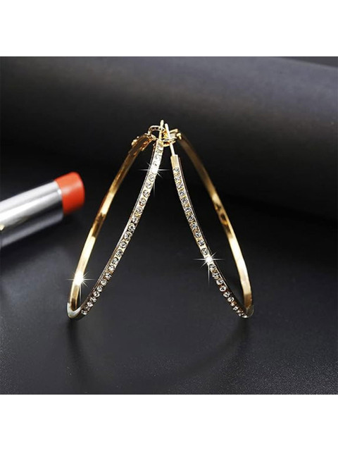 DN Creation Gold Plated Crystals & CZ Studded Circular Hoop Earrings