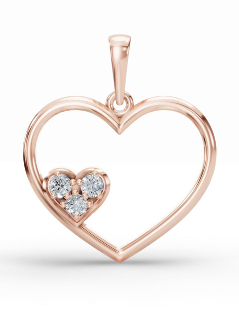 Wondr Diamonds Women Rose Gold-Plated 14KT Heart Shaped Diamond Pendant