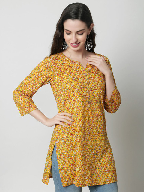 HERE&NOW Women Geometric Printed Pure Cotton Kurti