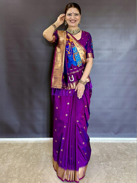 ELITE WEAVES Ethnic Motifs Woven Design Paithani Saree