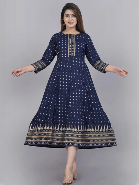 NUPITAL Women Blue Anarkali Viscose Rayon Kurtas