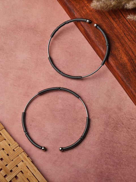 VENI 925 Silver-Plated Oxidized Anklets