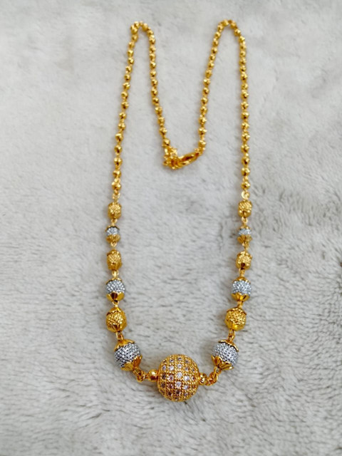 Vinayak enterprise Gold-Plated Artificial Stones Studded And Beaded Mangalsutra