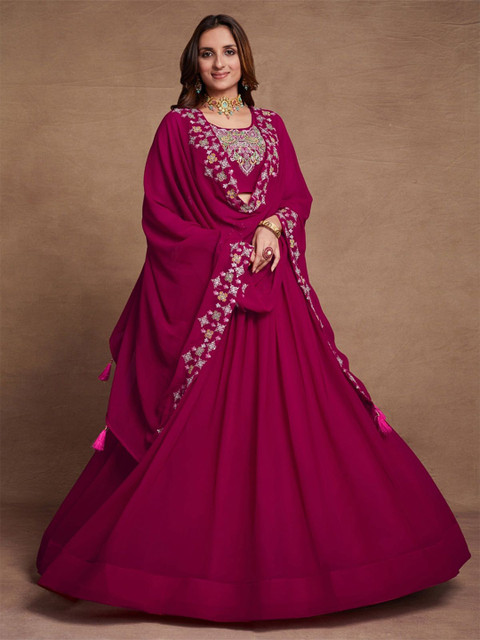 NEEL ART Embroidered Sequinned Semi-Stitched Lehenga & Unstitched Blouse With Dupatta