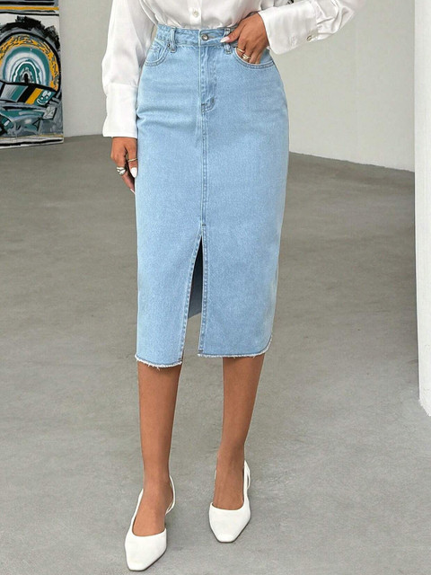 dolsia A-Line Denim Maxi Skirt