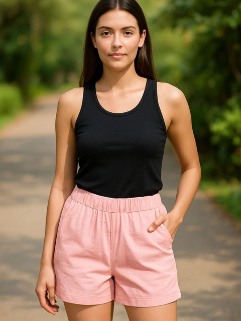 Kesudi Women Regular Fit High-Rise Cotton Above Knee Shorts