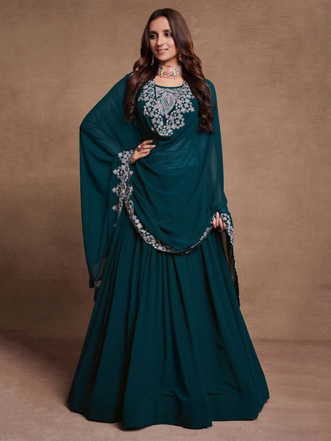 NEEL ART Embroidered Sequinned Semi-Stitched Lehenga & Unstitched Blouse With Dupatta