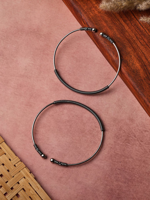 VENI 925 Silver-Plated Oxidized Anklets