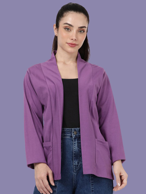 Kryptic Notch Lapel Collar Front Open Full Sleeve Pure Cotton Shrug