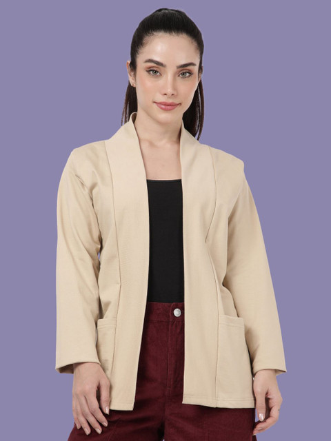 Kryptic Notch Lapel Collar Front Open Full Sleeve Pure Cotton Shrug