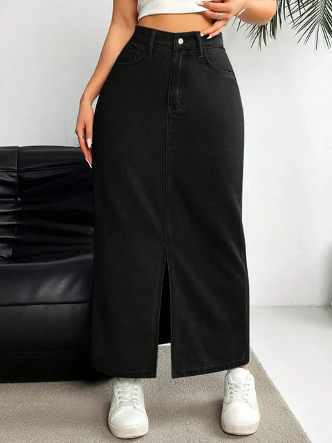 dolsia A-Line Denim Maxi Skirt